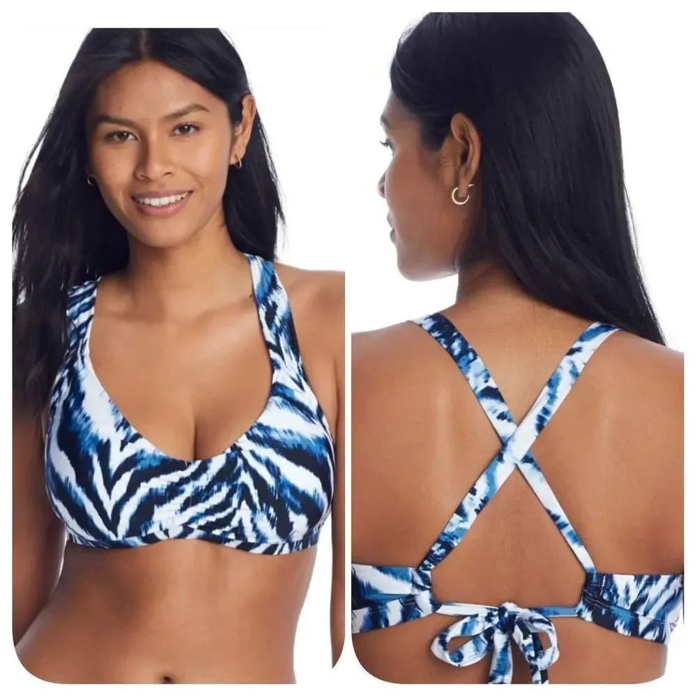 La Blanca Animal Instinct Bralette Bikini Top D cup Sz S